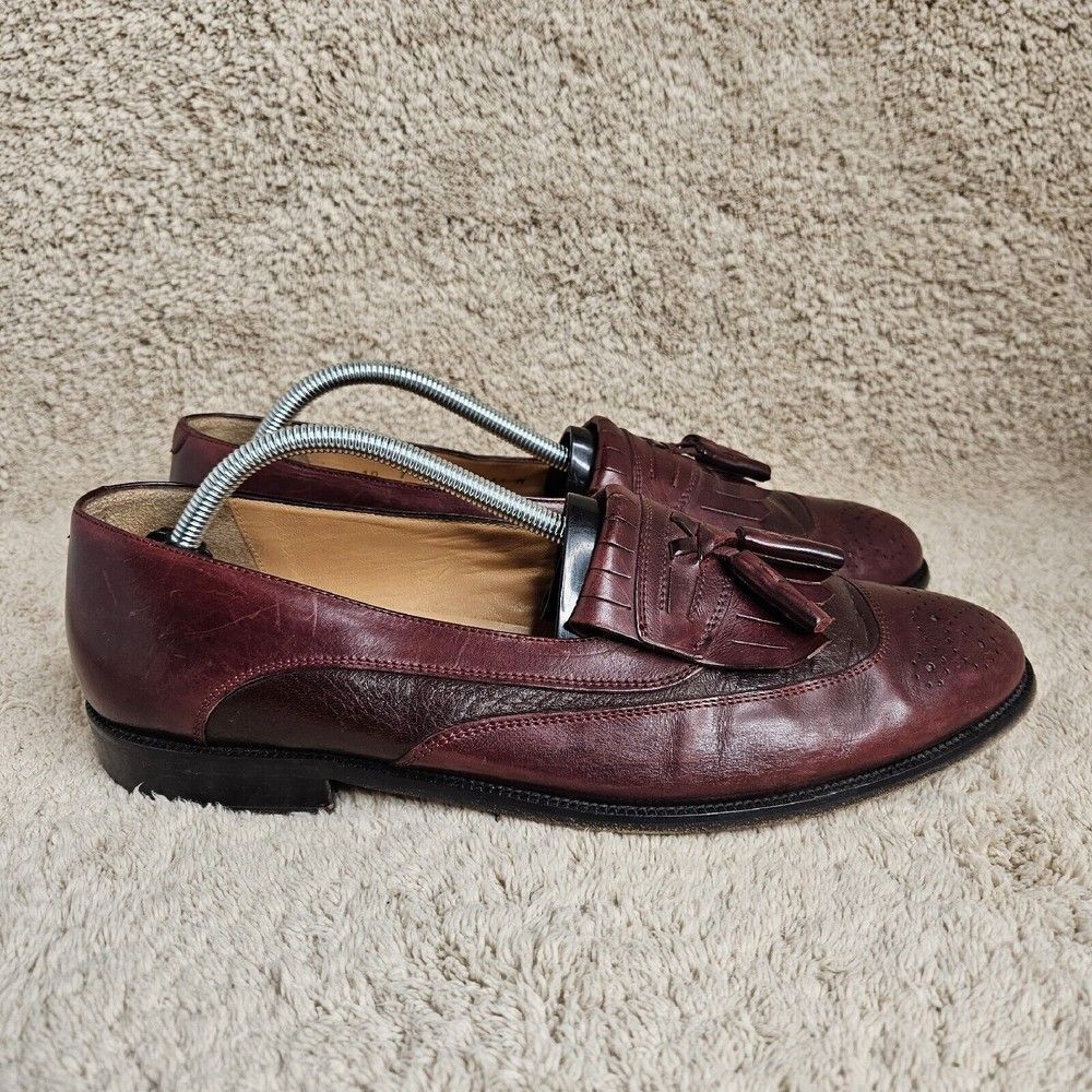 Men's Two Tone Burgundy Leather Loafers